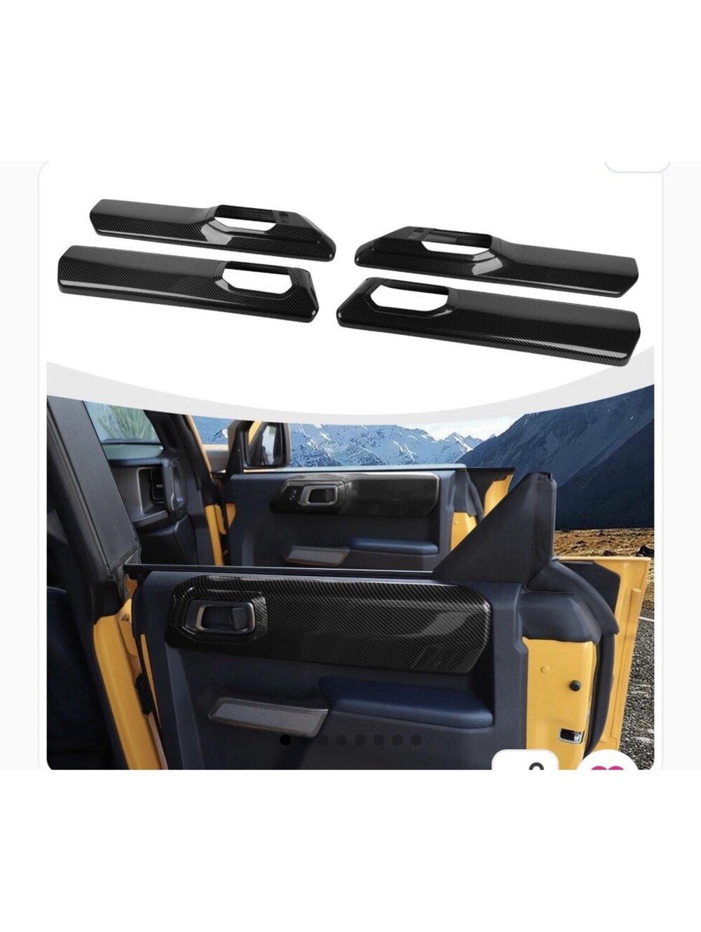 RAZPOY Carbon Fiber Inner Door Handle Cover Trim for 2021-26 Ford Bronco 4-Door
